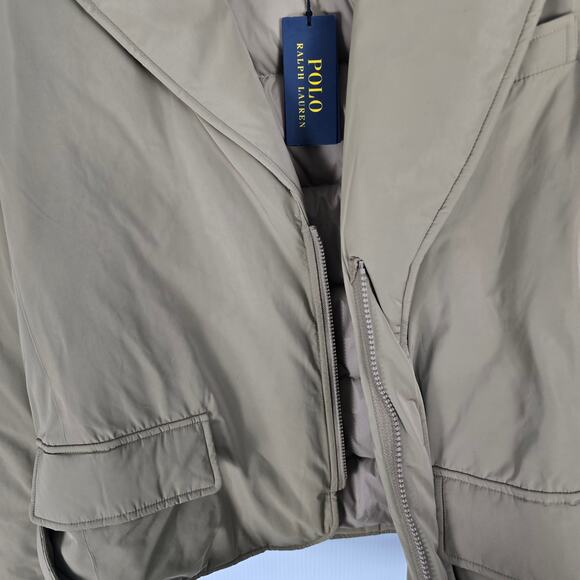 Polo Ralph Lauren Tan Water Repellent Belted Down Jacket Blazer Style Large New - Picture 10 of 13